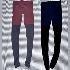 2 Pair Set of ALO Yoga Goddess Leggings Size Small Navy Black & Red Gray 33”
